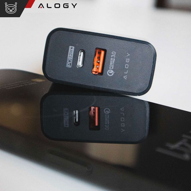Швидкий зарядний пристрій Alogy Quick Charge QC 3.0 USB-A USB-C PD 65W чорний