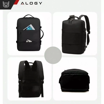 Alogy Backpack for Laptop Travel Accessories 46x32x15 cm for Work School Plane Travel Men's Women's Black