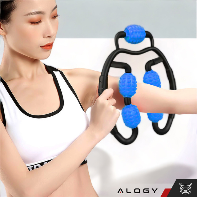 Body massager anti-cellulite manual muscle roller Alogy 5x massage roller Universal roller black and blue