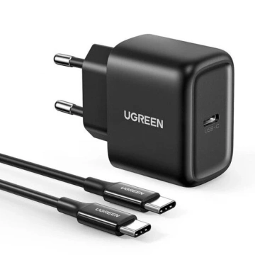 Uzelená nabíječka USB typu C 25W napájení Kabel USB typu C 2m černý (50581)