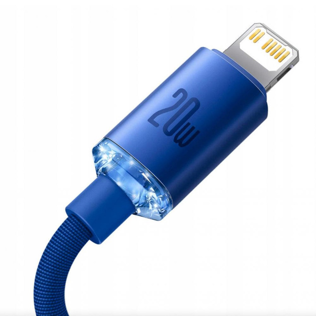 Kábel 1,2 m Baseus Crystal Shine USB-C typu C do Lightning PD 20W Niebieski
