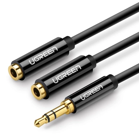 Kábel UGREEN káblový rozbočovač slúchadiel 3,5 mm mini jack AUX 25 cm čierny (20816)