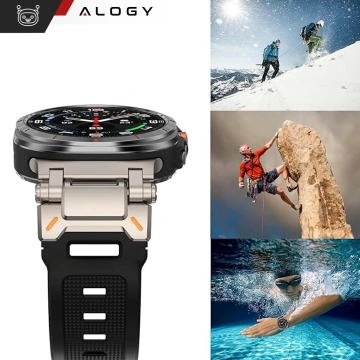 Alogy Luxusný kovový remienok na náramok TPU pre Apple Watch 42/44/45/49 mm čierny