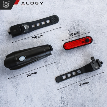 Svetlo na bicykel 2v1 Predné Zadné Vodotesné IPX4 LED Predné Zadné USB Svetlo Svetlo na bicykel Alogy