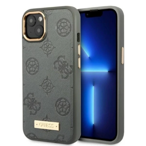 Etui Guess GUHMP13MSAPSTG do Apple iPhone 13 6,1" szary/grey hardcase Peony Logo Plate MagSafe