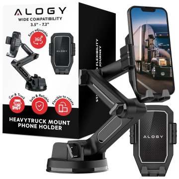 Car Phone Holder 7.2" for Truck Bus Lorry Excavator Car Long 43cm for Windshield Cockpit Alogy Black