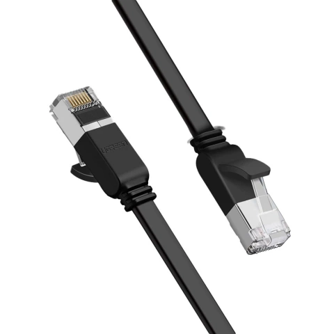 UGREEN Kabel flach Internet Netzwerkkabel Ethernet Patchkabel RJ45 Cat 6 UTP 1000 Mbit/s 0,5 m schwarz (50183)