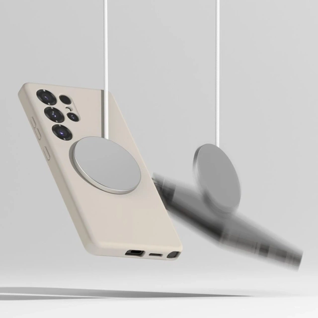 Silikónový kryt na Samsung Galaxy S25 Ultra s kamenným krúžkom, magnetický, MagSafe.