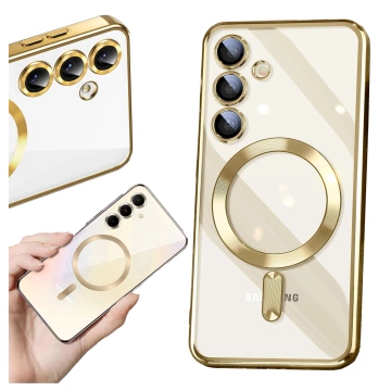 Pouzdro Alogy LuxeShield™️ Glamour Luxusní kroužek MagSafe s krytem fotoaparátu pro Samsung Galaxy S24 FE zlaté