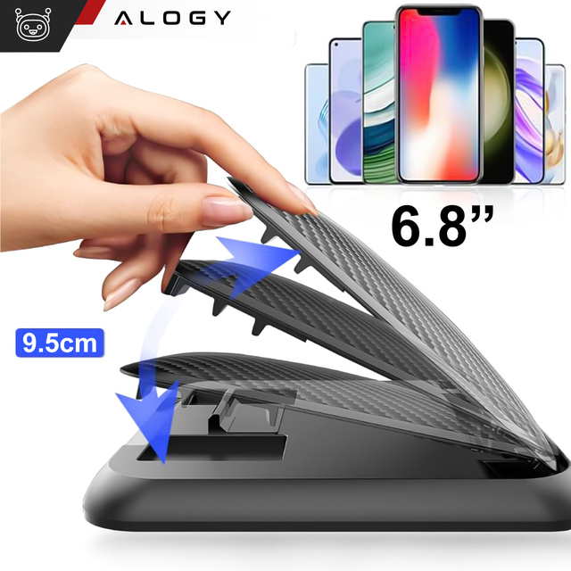 Alogy Carbon car cockpit dashboard holder for phone up to 6.8 inches GPS Black Organizer