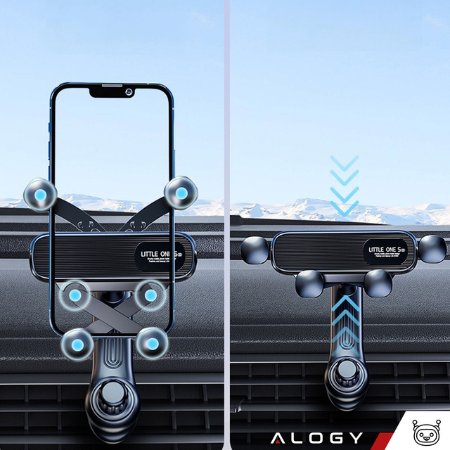 Car phone holder for car grill, gravity, for Alogy Airvent air vent Black