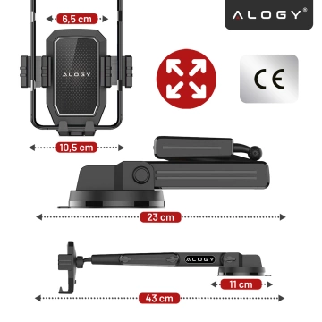 Car Phone Holder 7.2" for Truck Bus Lorry Excavator Car Long 43cm for Windshield Cockpit Alogy Black