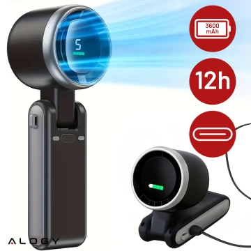 Stolní ventilátor stojící ventilátor malé oběhové čerpadlo s klipem bezdrátové ruční 500mAh USB-C Alogy White