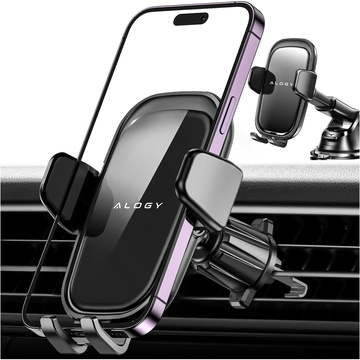 Držák telefonu do auta, okno, mřížka, kokpit, palubní deska, auto, auto, pro 7" telefon Alogy 3v1 Black