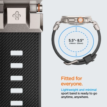 Spigen Durapro Armor remienok pre Apple Watch 4 / 5 / 6 / 7 / 8 / 9 / Se / Ultra 1 / 2 (42 / 44 / 45 / 49 mm) je kombináciou moderných materiálov, ktoré spájajú odolnosť a štýl a vytvárajú tak jedinečný príslušenstvo pre vaše inteligentné hodinky.