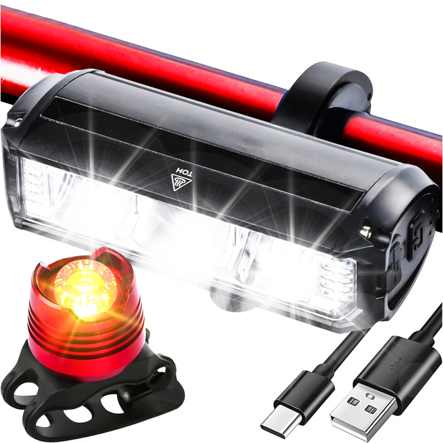 Lampa na kolo přední zadní LED světlo osvětlení na kolo na kolo přední zadní Strong 900lm Alogy černá červená