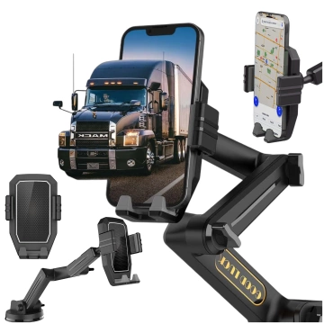 7,2-Zoll-Autotelefonhalter für LKW, Bus, LKW, Bagger, Auto, 43 cm lang, für das Cockpitfenster, Alogy, Schwarz