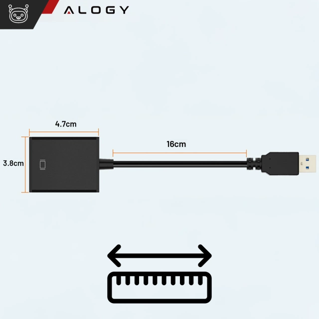 Адаптер USB 3.0 на HDMI Alogy, конвертер-концентратор Full HD 1080P 60HZ Чорний