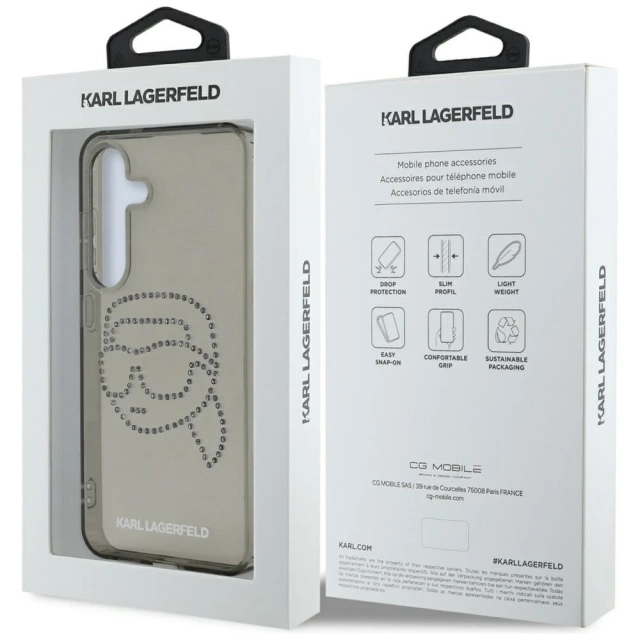 Etui Karl Lagerfeld Rhinestones Karl Head Logo do Samsung Galaxy S25 Czarny