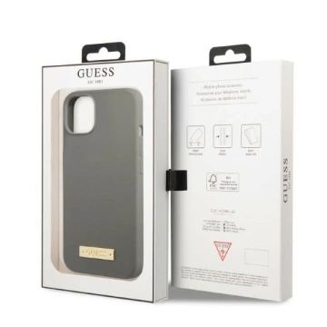 Etui Guess GUHMP13SSPLG do iPhone 13 mini 5,4" szary/grey Hard Case Silicone Logo Plate MagSafe