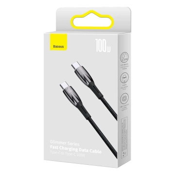 Baseus Glimmer Series Rychlé nabíjecí kabel USB-C 480 Mb/s PD 100 W 2 m černý