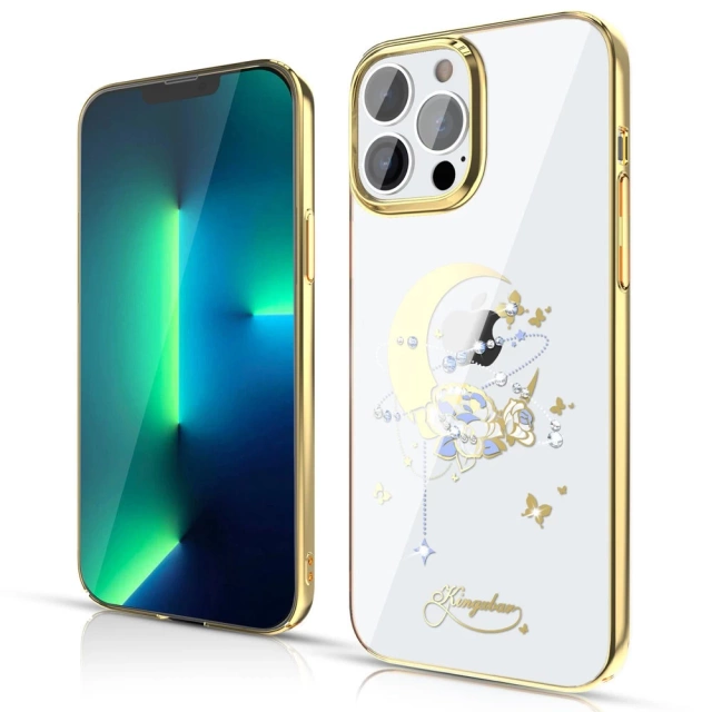 Luxusné puzdro Kingxbar Moon Series s kryštálmi Swarovski pre iPhone 13 Pro Gold (kvetinové)