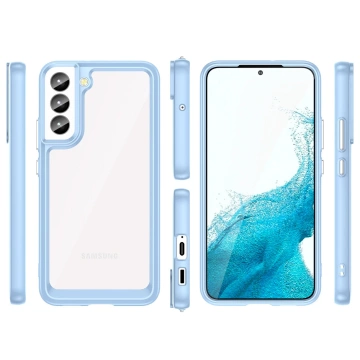 Ochranné puzdro na telefón Outer Space Case pre kryt Samsung Galaxy S23 Plus s pružným rámom modrej farby