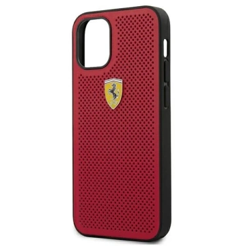 Puzdro Ferrari iPhone 12 mini 5,4" červeno/červené pevné puzdro On Track Perforated