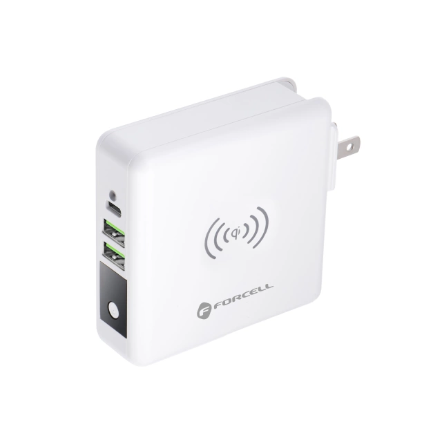 Cestovná nabíjačka Forcell 4v1 8000mAh QC3.0 USB-C powerbanka indukčná