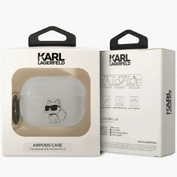 Protective case for headphones Karl Lagerfeld KLAP2HNCHTCT for Apple AirPods Pro 2 cover transparent Ikonik Choupette