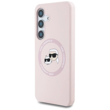 Samsung Galaxy S25 Plus Case Pink Karl Lagerfeld Silicone Double Heads And Circle MagSafe