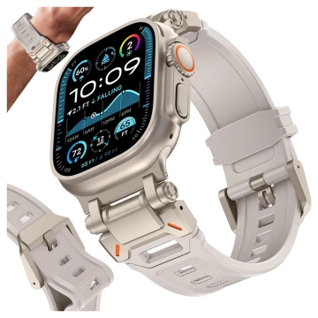 Alogy Luxusní kovový náramek TPU pásek pro Apple Watch 42/44/45/49 mm béžový