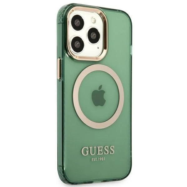 Etui Guess GUHMP13LHTCMA до Apple iPhone 13 Pro / 13 6,1" золотий/хакі жорсткий чохол Gold Outline Translucent MagSafe