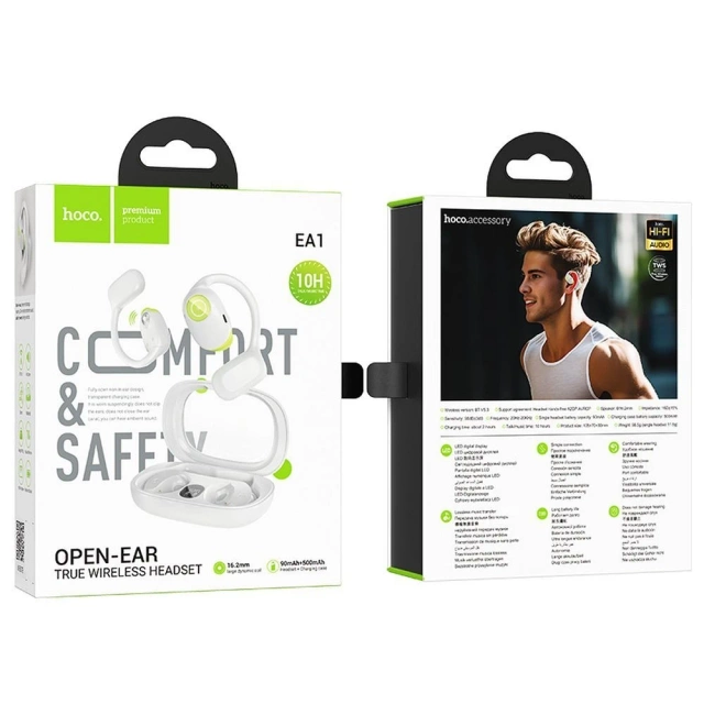 HOCO EA1 TWS Wireless Bluetooth Earphones – Gray with Charging Case