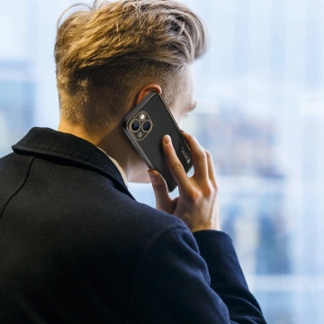 Dux Ducis Yolo case iPhone 14 Plus elegant cover з екологічної шкіри чорного кольору