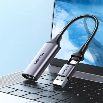 Adaptér Ugreen CM489 HDMI na USB-A/USB-C, 1080p 30Hz, šedý