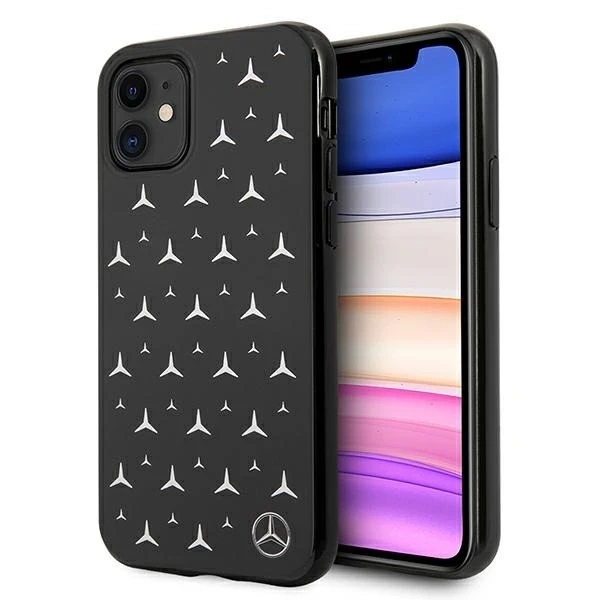 Захисний чохол Mercedes MEHCN61ESPBK для Apple iPhone 11 / Xr 6.1" black/black hardcase Silver Stars Pattern