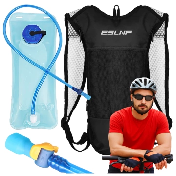 Bicycle backpack for back bag with 2L water bladder container for cyclists, cycling, running, Black