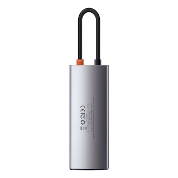 Baseus Metal Gleam Series multifunkční USB HUB 5v1 USB Type C PD 100W HDMI šedý (WKWG020013)