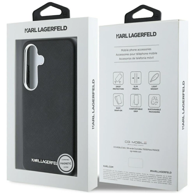 Etui Karl Lagerfeld Saffiano MagSafe do Samsung Galaxy S25 Czarny