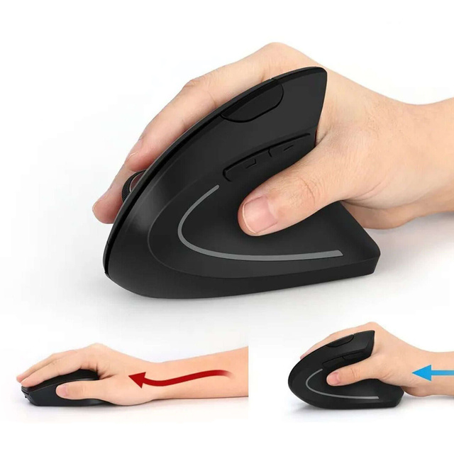 Bezdrôtová vertikálna herná myš vertikálna ergonomická pre notebook PC pravá tichá čierna