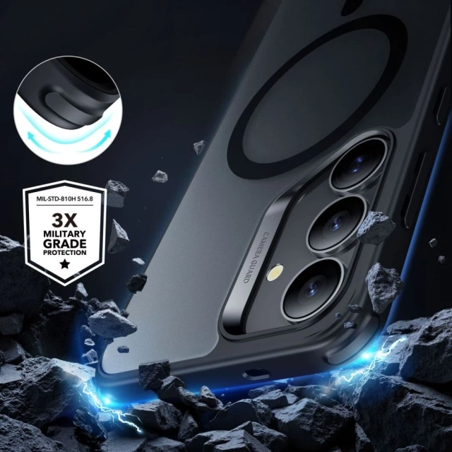 Kryt Samsung Galaxy S25 Plus matný čierny ESR Classic Hybrid HaloLock MagSafe