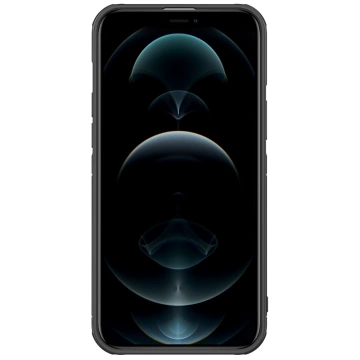 Nillkin Cyclops Case Strapazierfähige Hülle mit Kameraabdeckung und faltbarem Ständer für iPhone 13 Pro Max in Schwarz