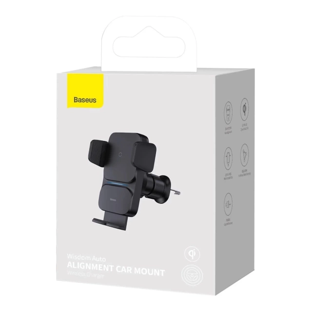 Baseus Wisdom Car Holder for a car phone with a QI inductive charger for a grille Black