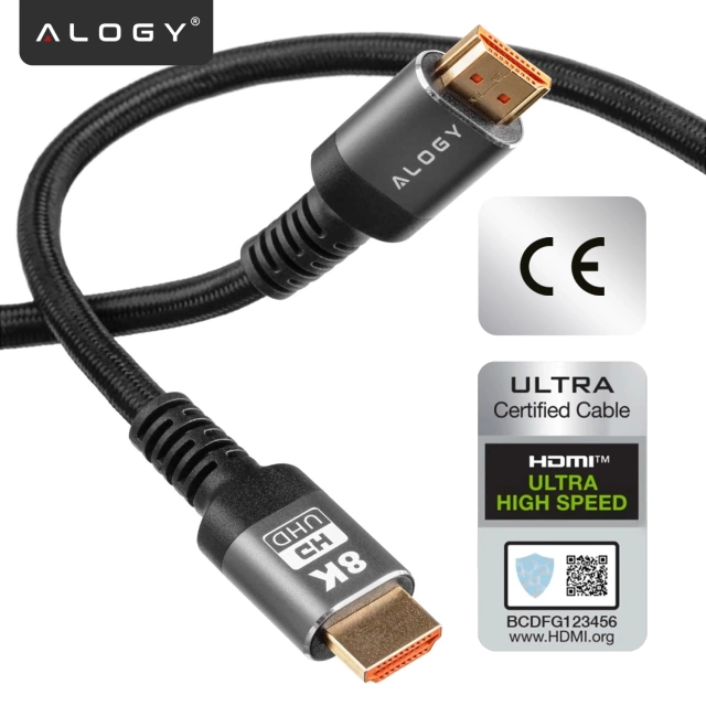 HDMI 2.1 Kabel Alogy 5m 4K 8K PREMIUM KUPFER ULTRA High Speed 60Hz 48GBps Schwarz