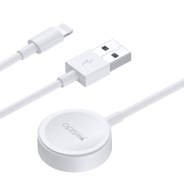 USB nabíjací kábel 2v1 magnetická indukčná nabíjačka pre Apple Watch Kábel pre iPhone Lightning Yesido CA70 2.4A 1.2m biely