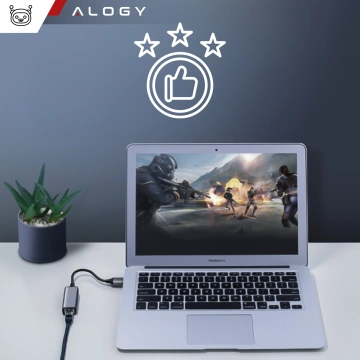 Adaptér USB-C na Ethernet Alogický adaptér LAN RJ45 GIGABIT 1000 MBPS čierny