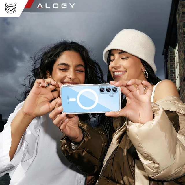Чохол для Samsung Galaxy S24 FE із захистом від вітру Alogy HybridMag™️, прозорий, для MagSafe