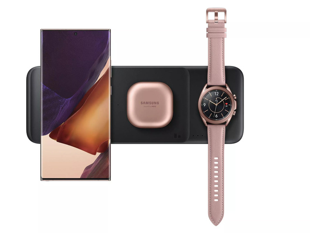 Originální indukční nabíječka Samsung 3v1 Qi EP-P6300TBEGEU Trio 25W