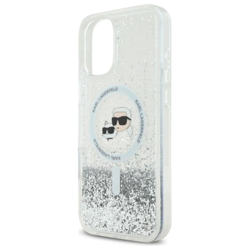 Etui Karl Lagerfeld pre iPhone 16 Plus 6,7" Magsafe Hardcase Transparent Liquid Glitter Karl